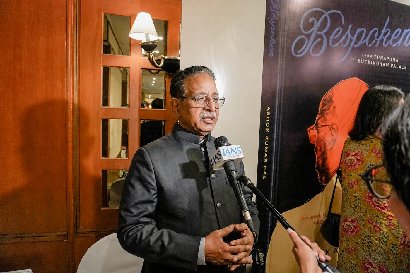 Author Ashok Kumar Bal speaks to media at the Bespoken launch in New Delhi