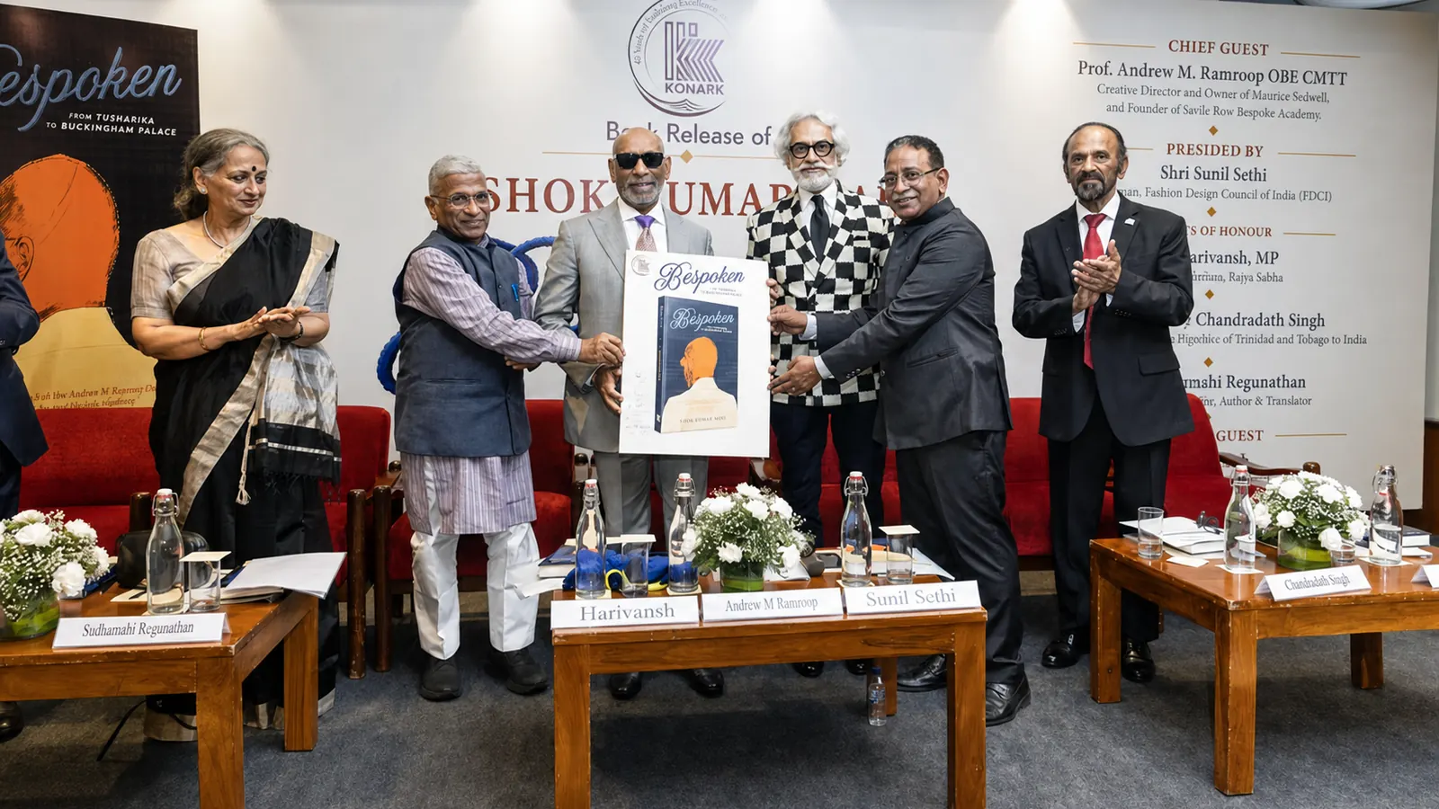 Ashok Kumar Bal, Prof. Andrew M. Ramroop and dignitaries release Bespoken at India Habitat Centre in New Delhi