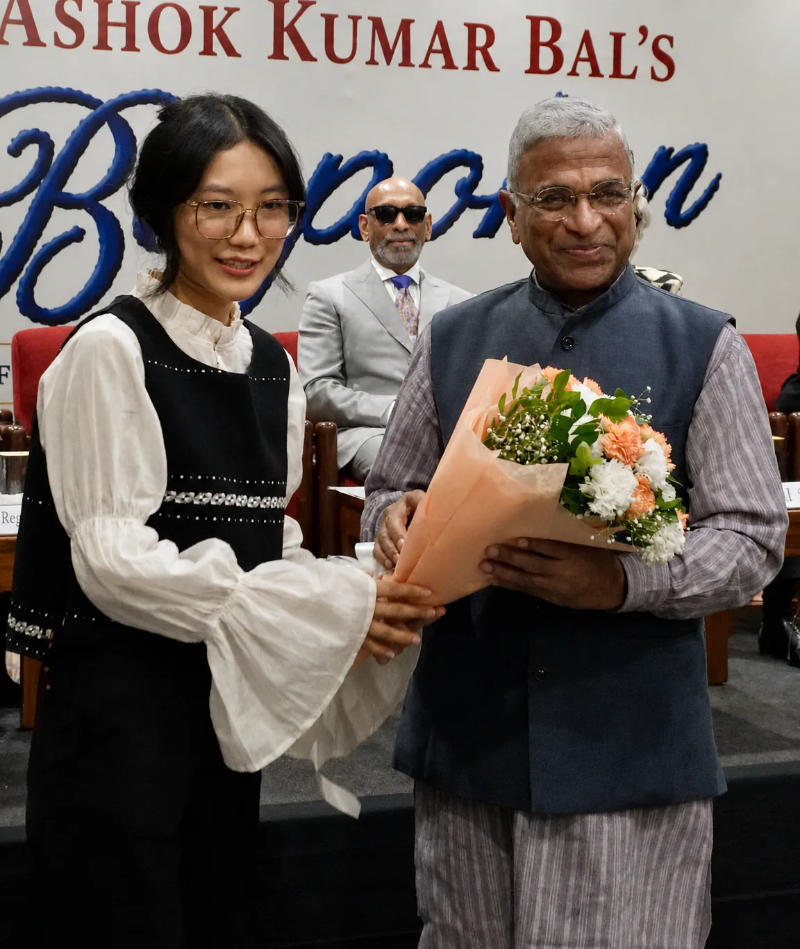 Shri Harivansh, Deputy Chairman of the Rajya Sabha, is welcomed at the Bespoken book launch